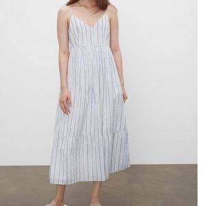 CLUB MONACO Blue & White Striped Tiered Dress Size 8